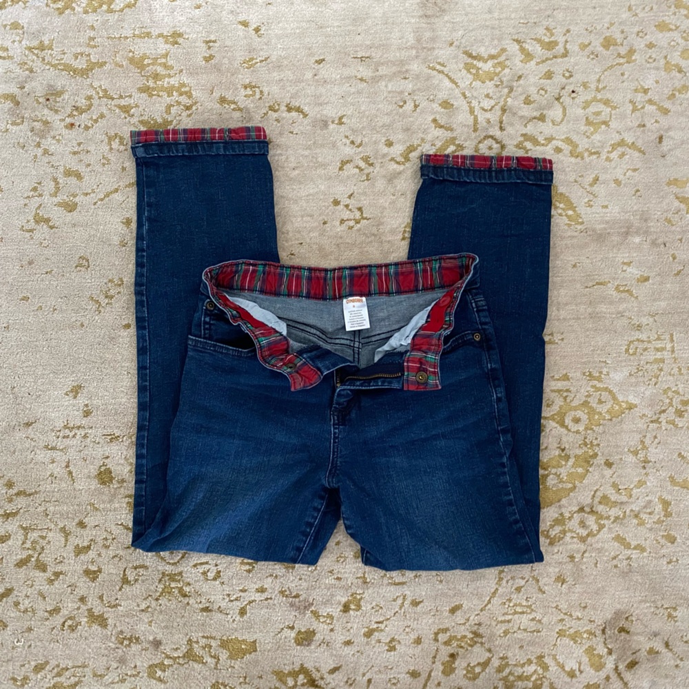 Gymboree Size 8 Jeans, Red Plaid Cuffs